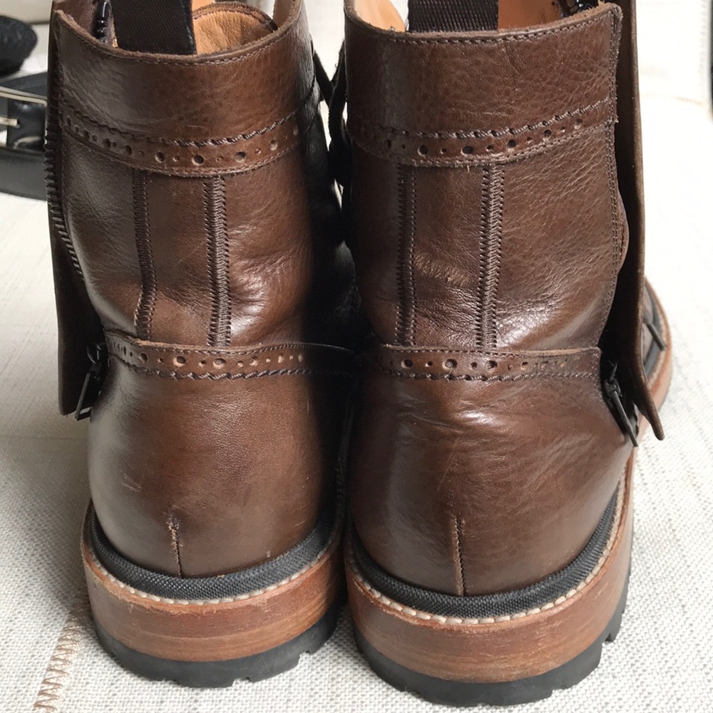 Lanvin Men's Brown Leather Brogue Combat Boot - Picture 3 of 12